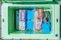 Above view of the inside of the Yeti Tundra Haul filled with groceries
