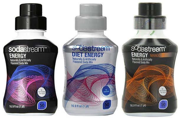 Photo of SodaStream Energy, Diet Energy, and Mango Energy.