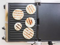 Onion rings grilling on the Breville indoor grill