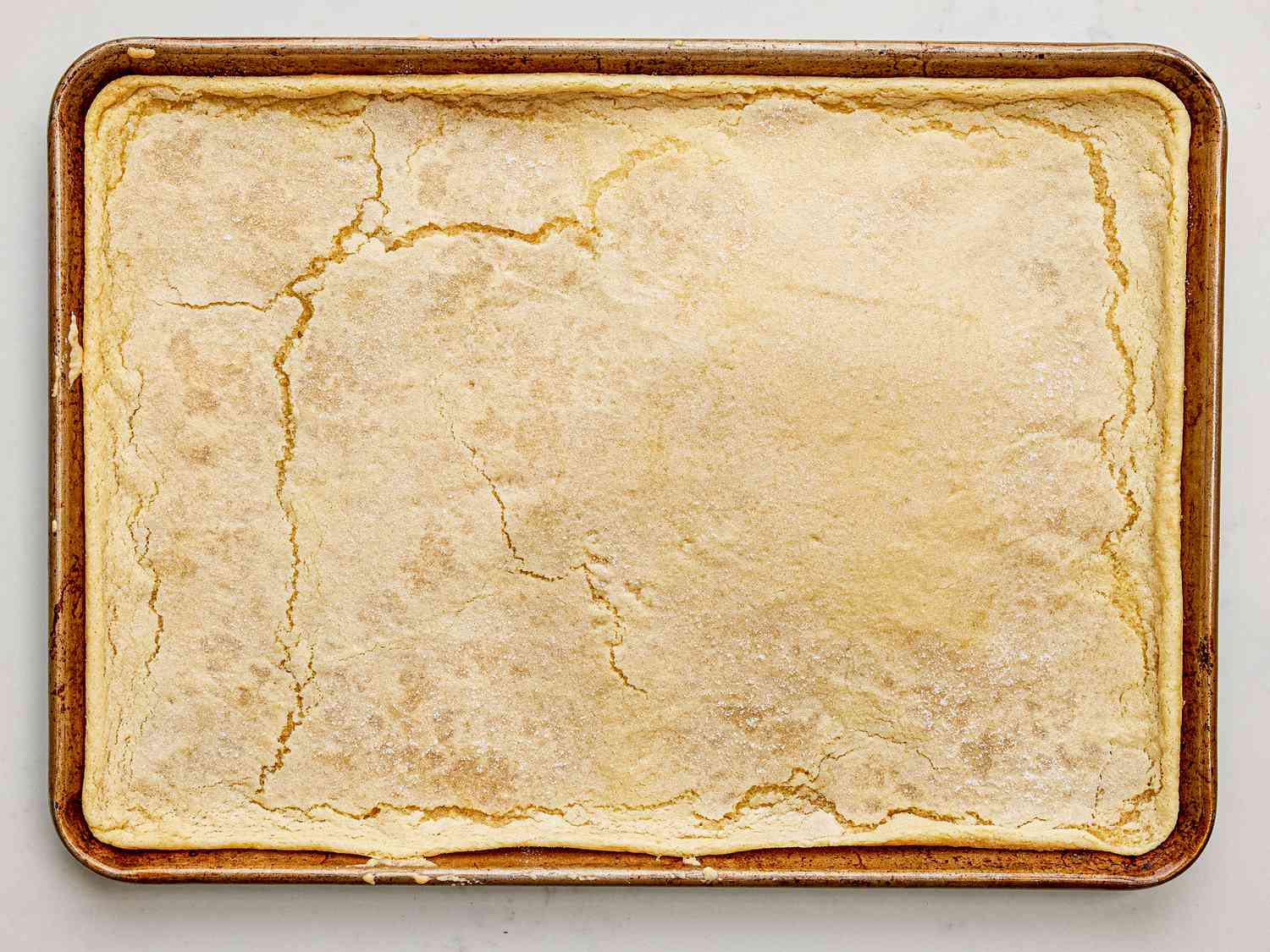 Overhead view of baked cookie