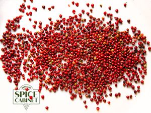 Overhead view of pink peppercorns