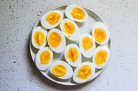 Hard-boiled eggs made in the Dash egg cooker