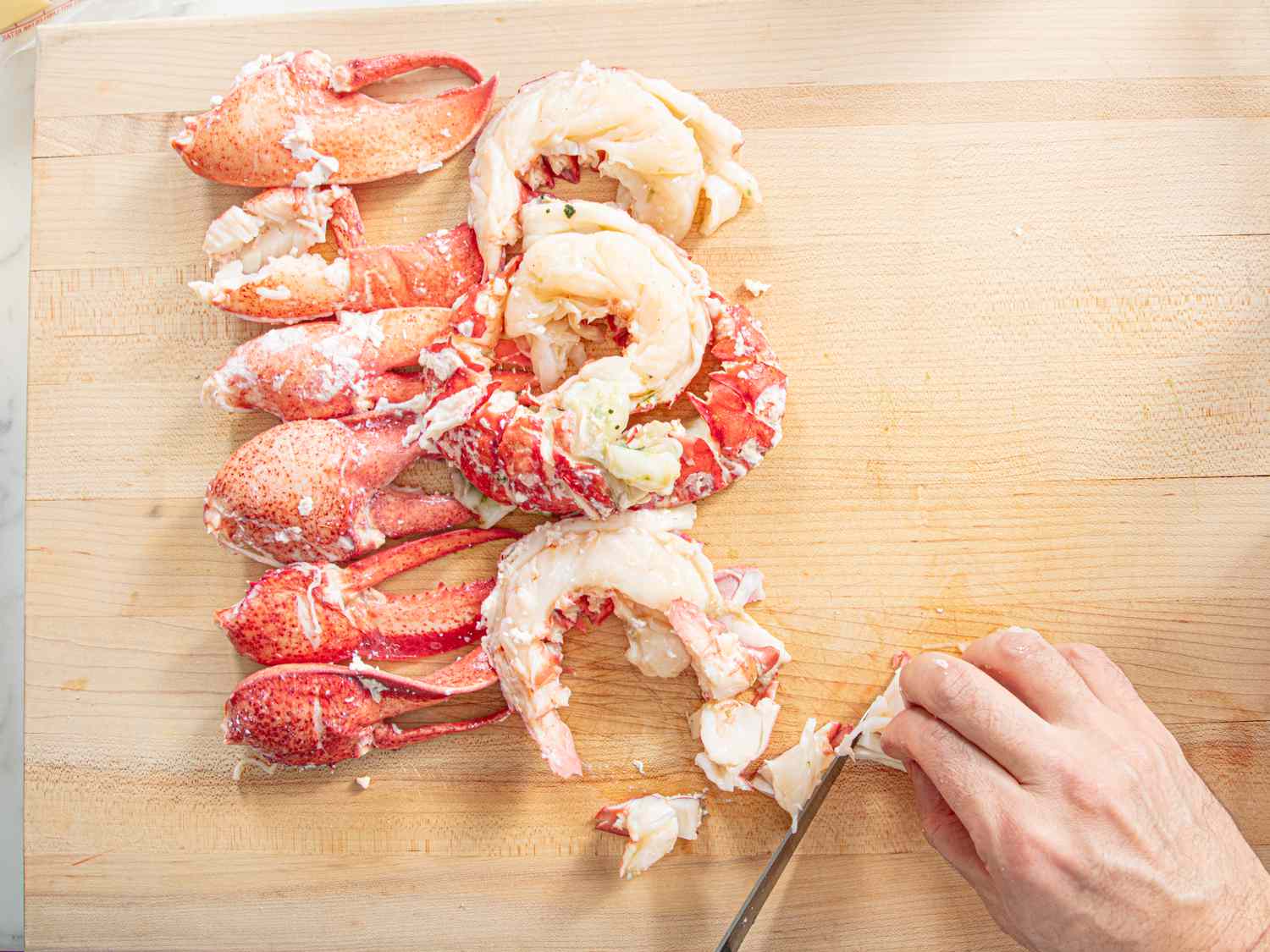 Cutting up lobsters