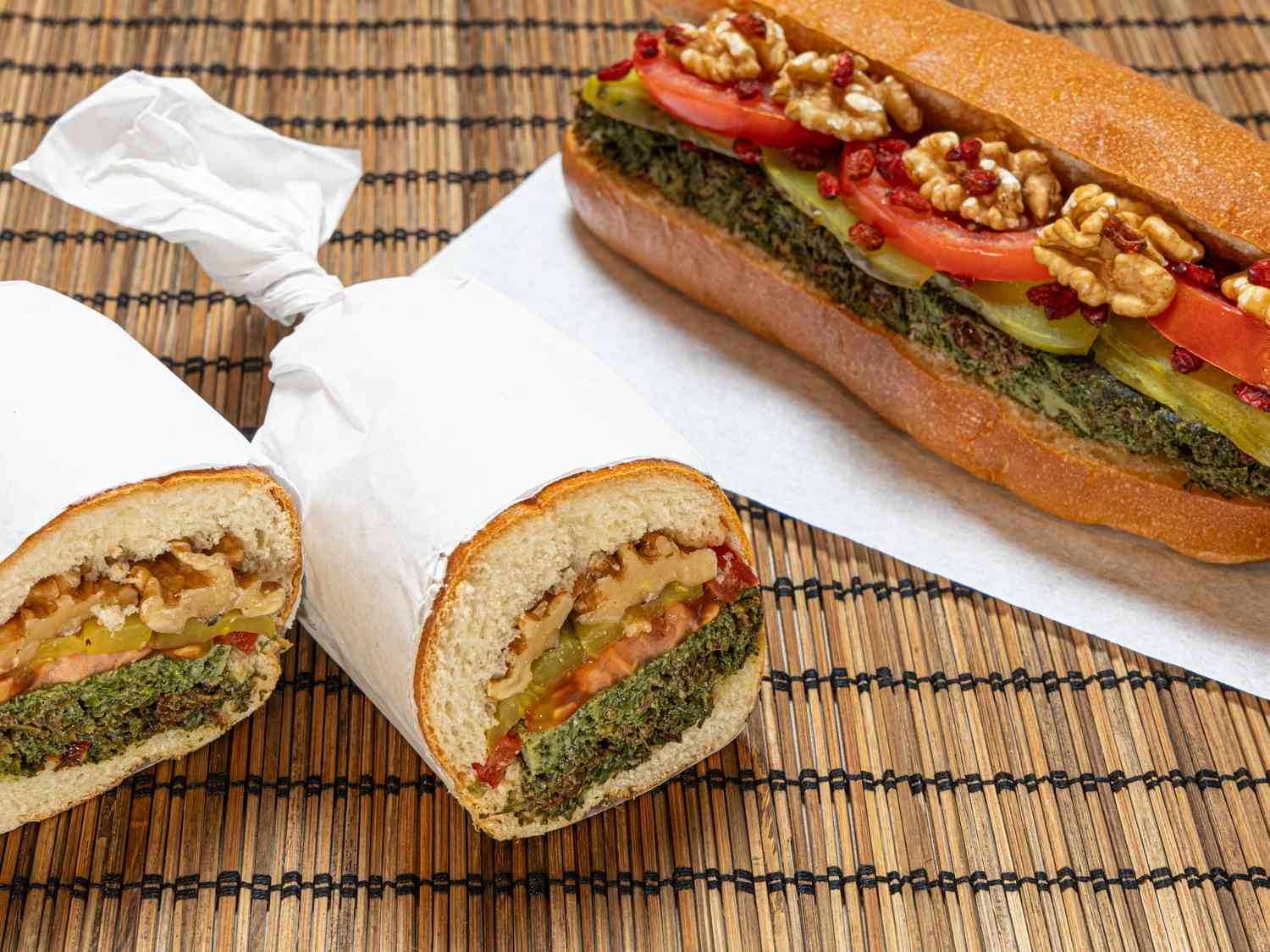 Herb kookoo on a sandwich