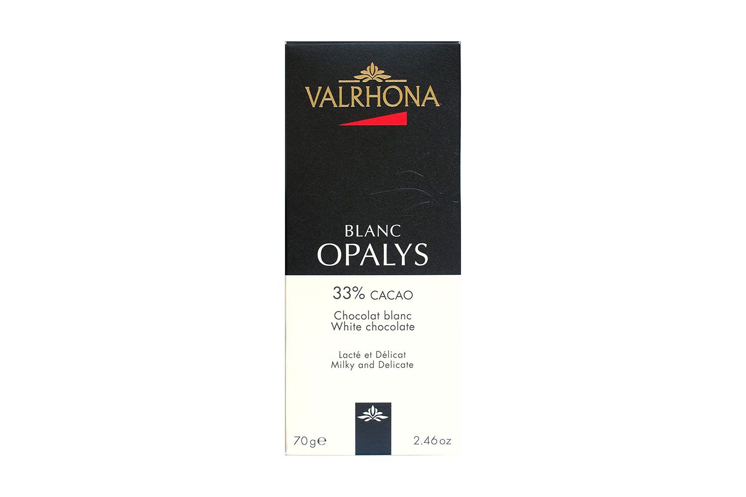 Valrhona White Chocolate Blanc Opalys 33% Cocoa Bar, 70g/2.46oz.