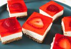 Angled shot of strawberry pretzel salad