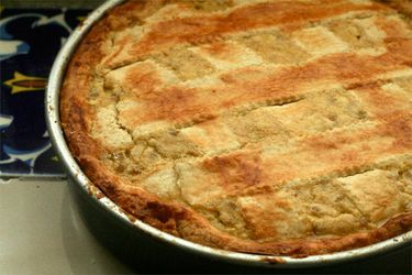 A traditional pastiera grain and ricotta pie from Campania, Italy