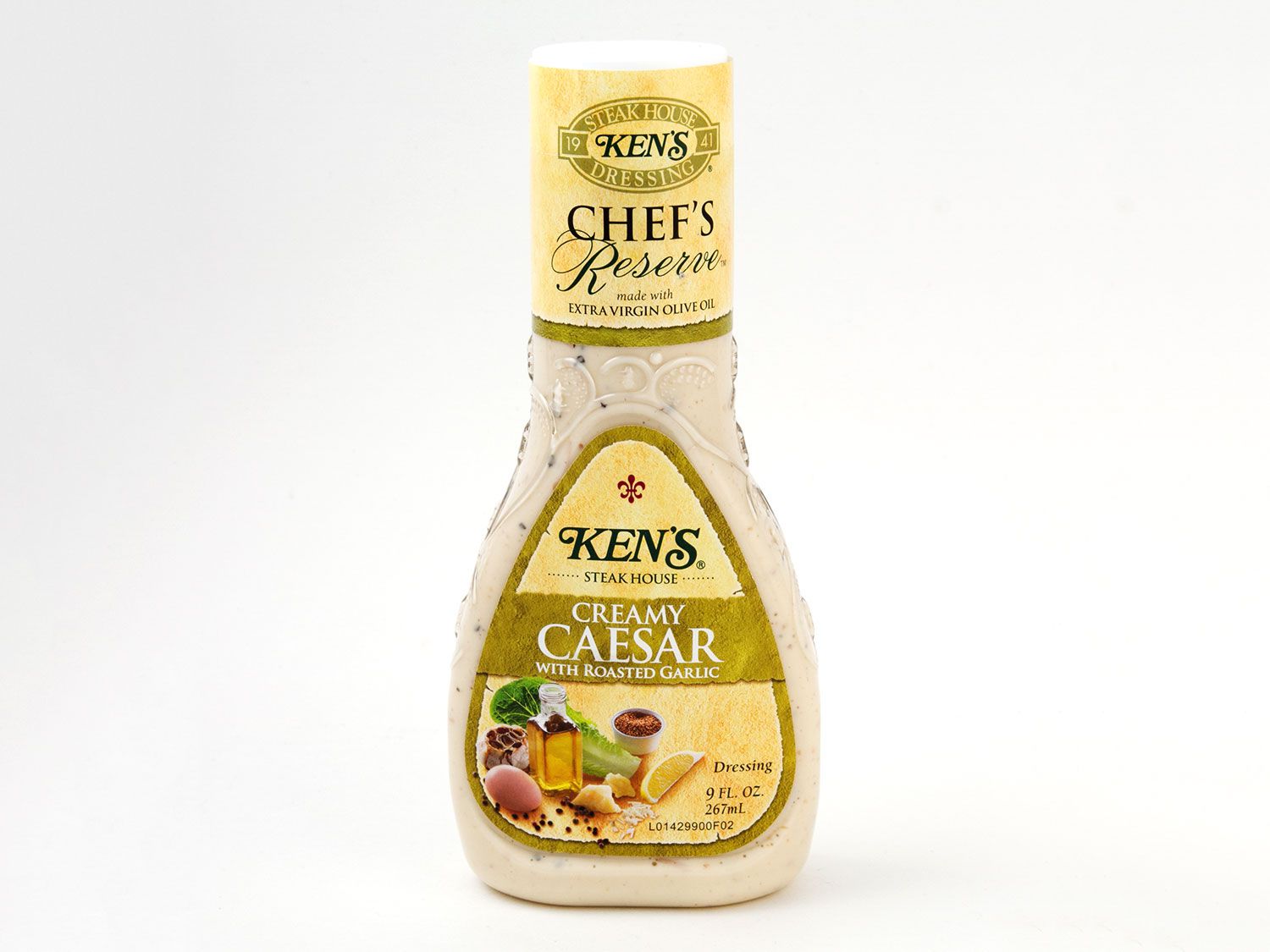 A bottle of Ken's Creamy Caesar Dressing.
