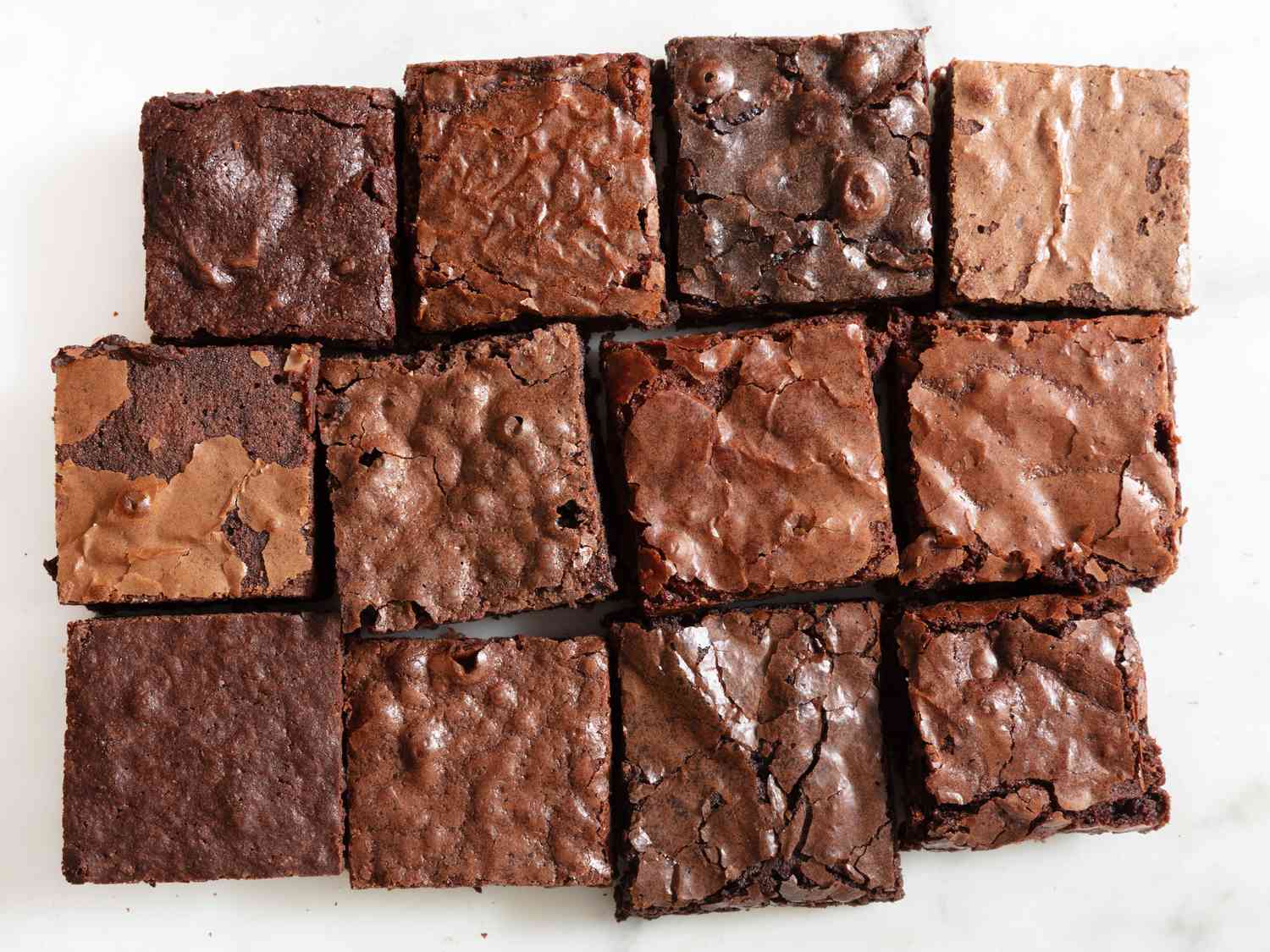 Overhead view of baked brownies