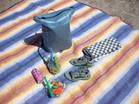 a closeup of a picnic on the nemo blanket