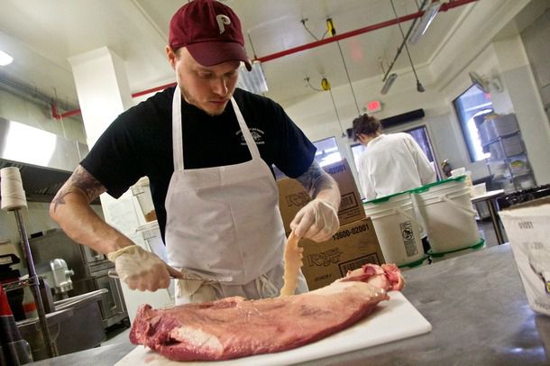 Trimming the brisket