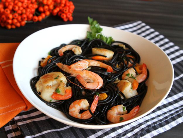 Squid Ink Pasta With Shrimp and Scallops
