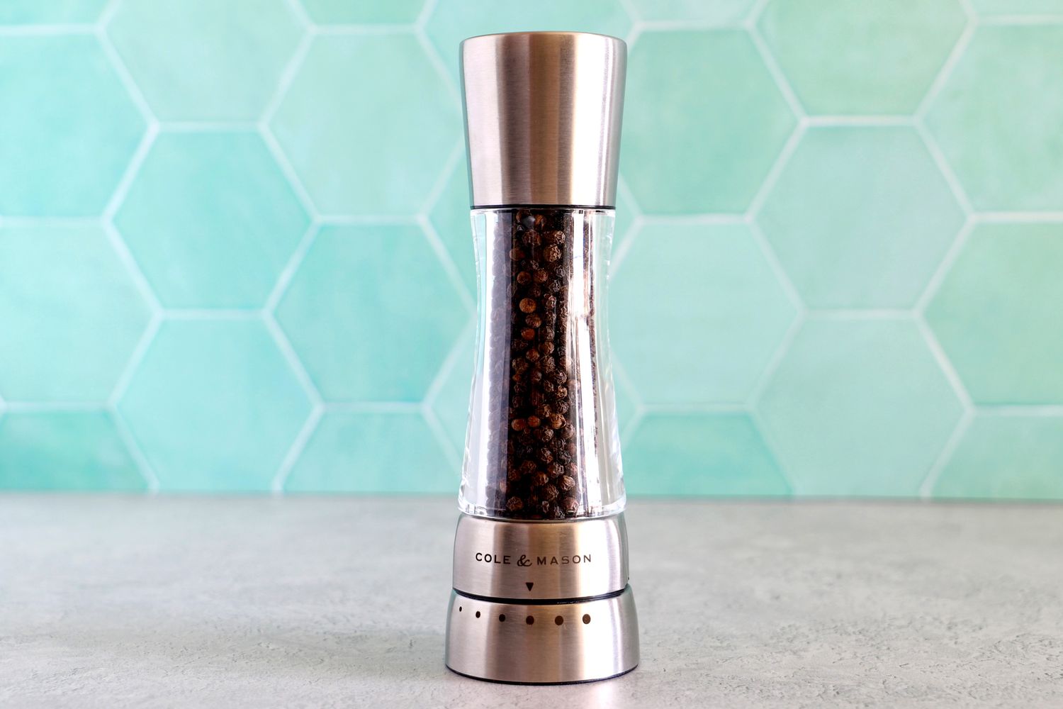 Cole & Mason Derwent Pepper Grinder on counter