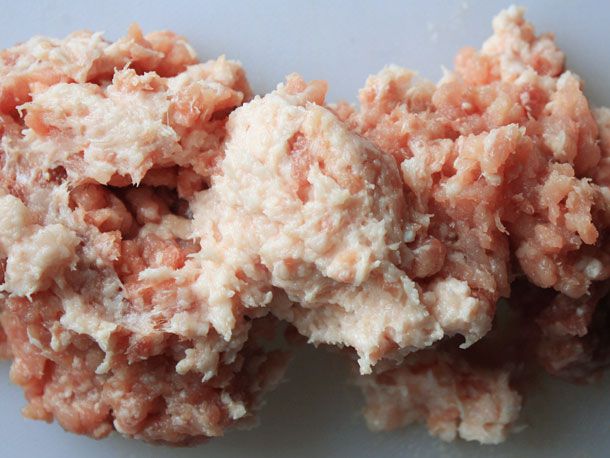 Close-up of fatty ground pork.
