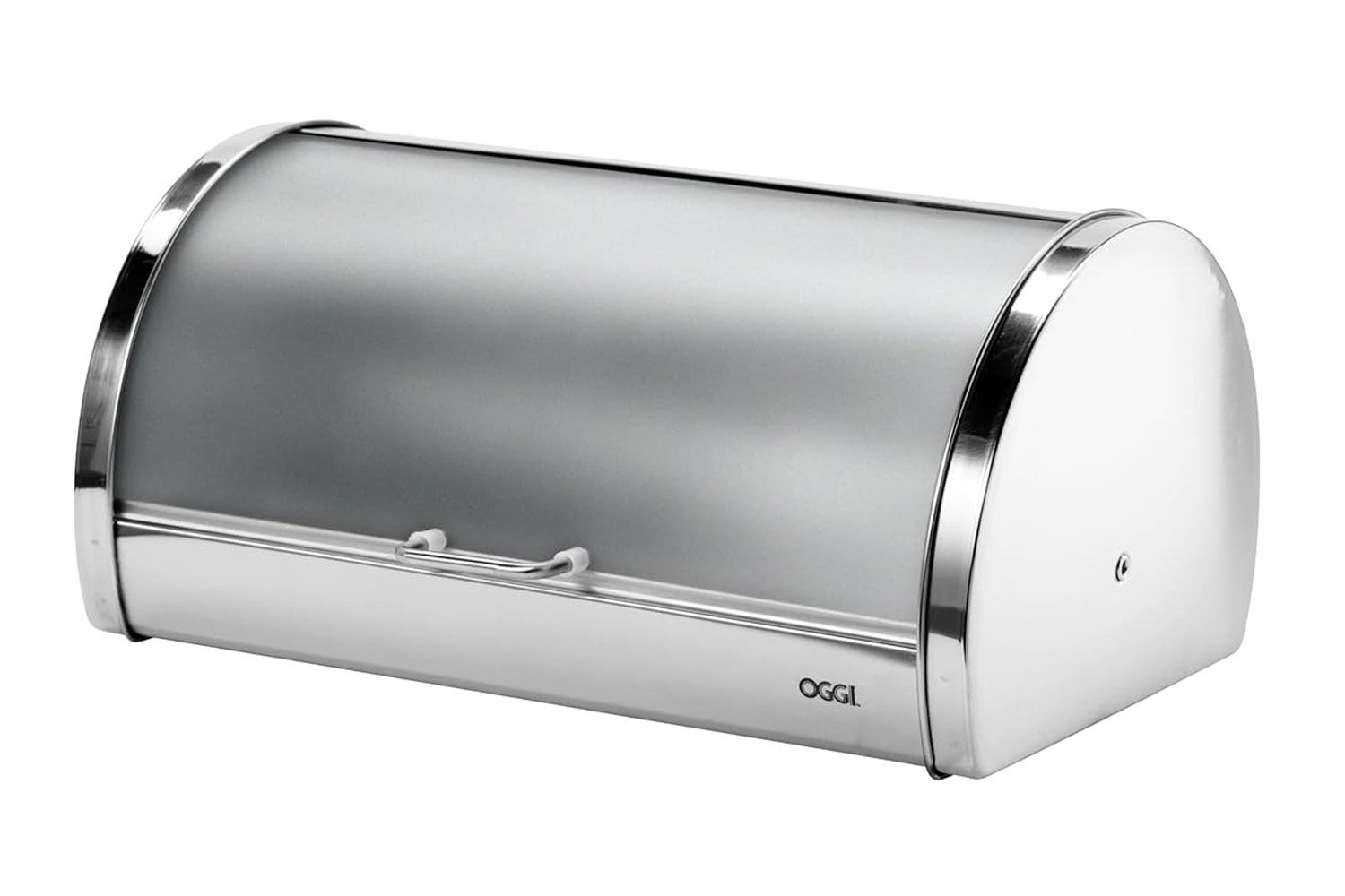 Oggi Stainless Steel Bread Box (Roll Top with Frosted Lid 