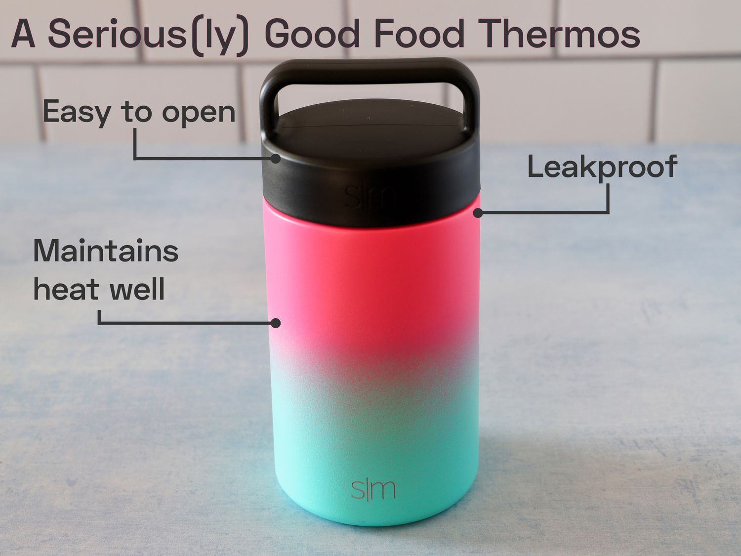 A diagram showing characteristics of a good food thermos
