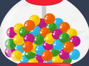 A cartoon illustration of gumballs in a gumball machine.