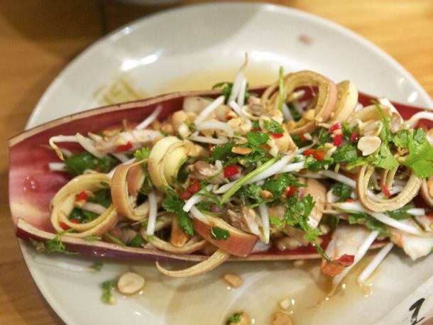 Overhad of Goi (Vietnamese Salad) on a white plate