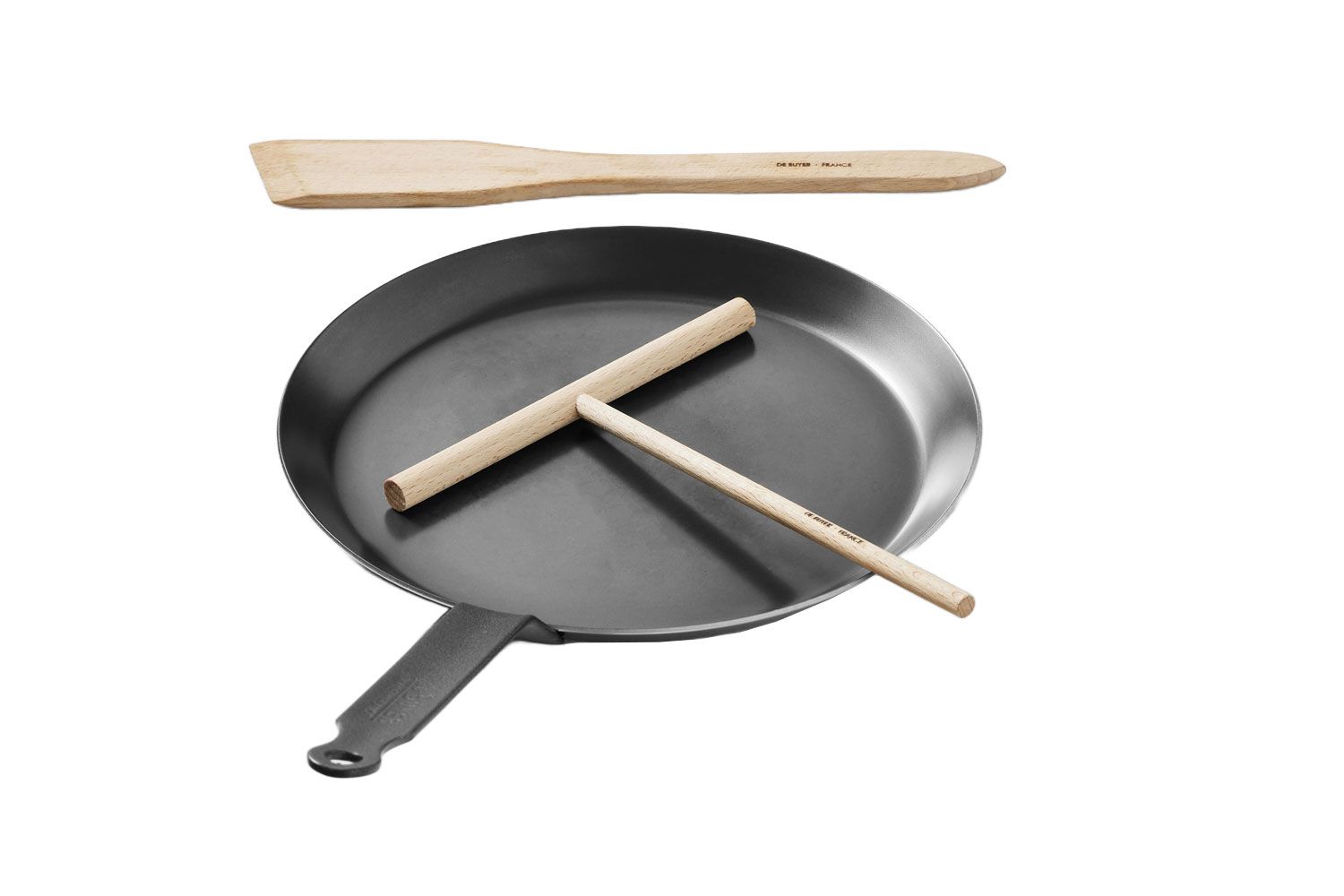 De Buyer Carbon Steel Crepe Pan &amp; Tools Set