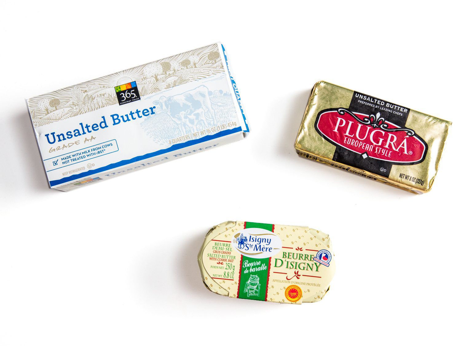 Three different kinds of butter.