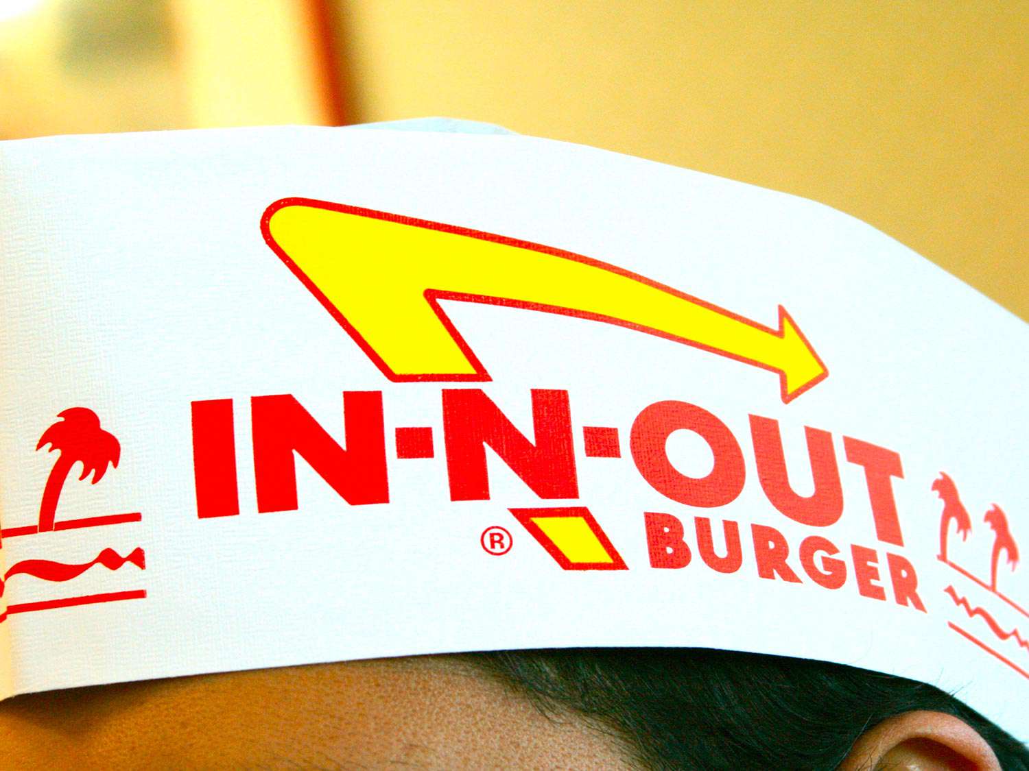 A paper In-N-Out Burger hat 
