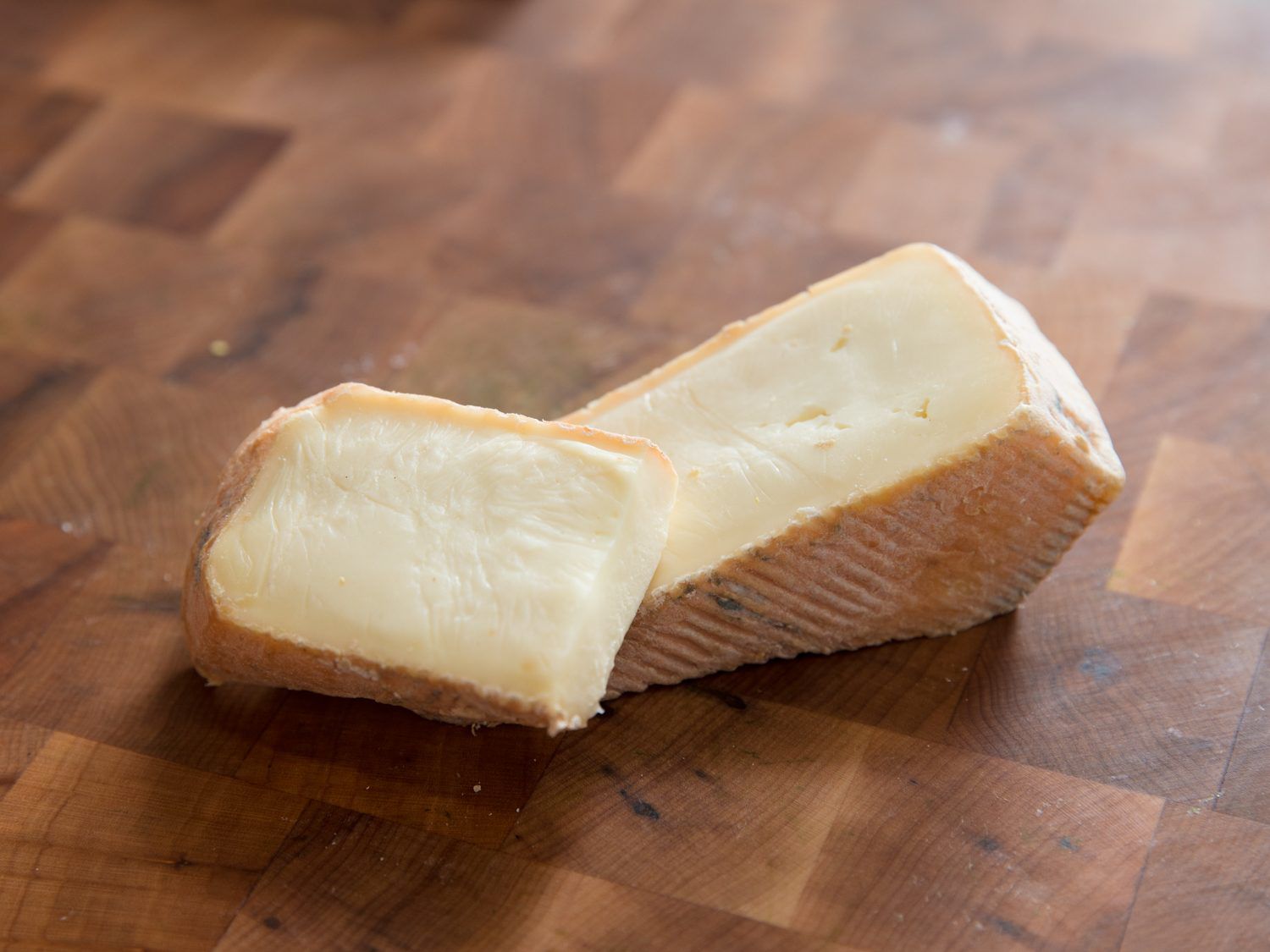 Closeup of Taleggio cheese.