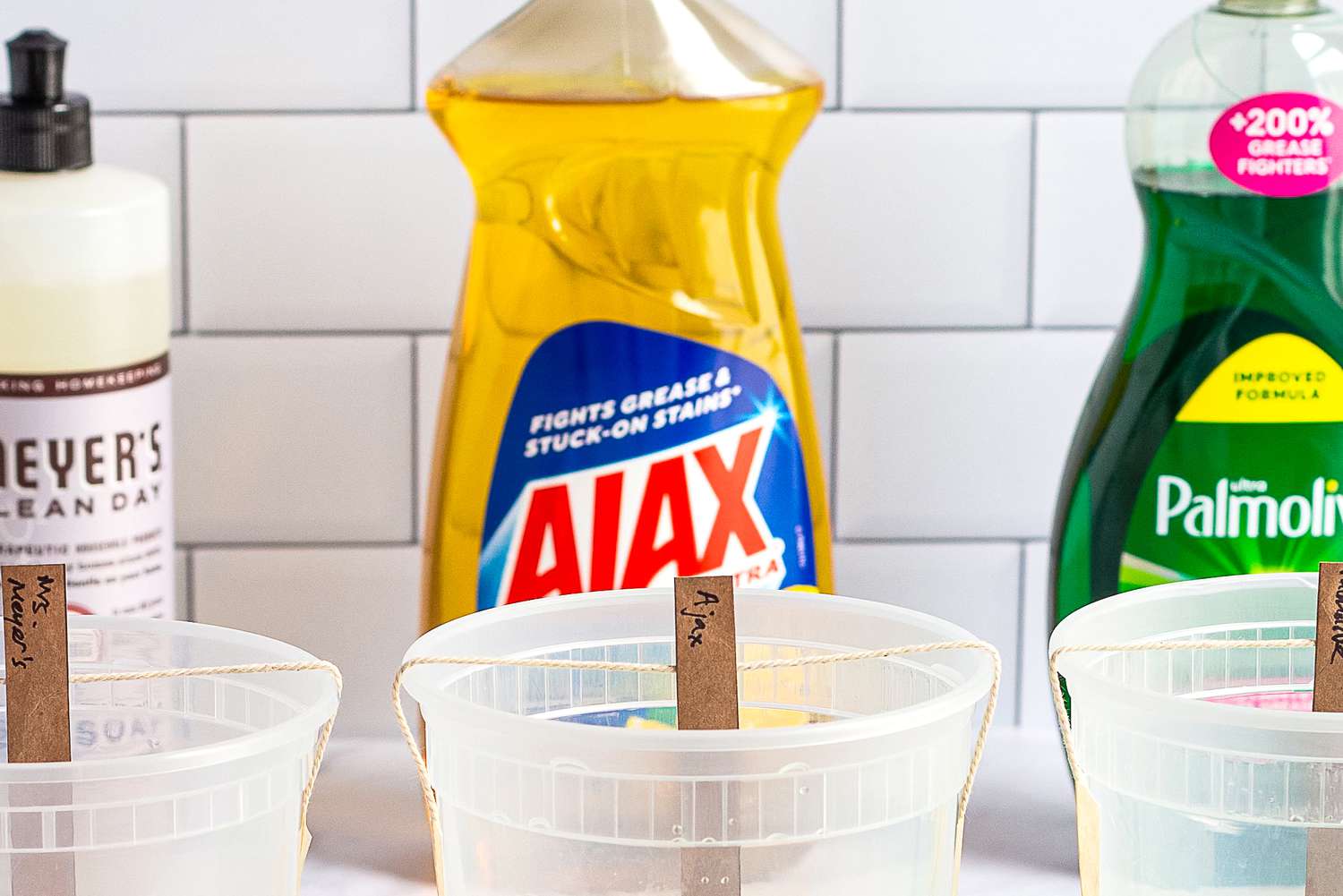 conducting a surfactant test on the dish soaps