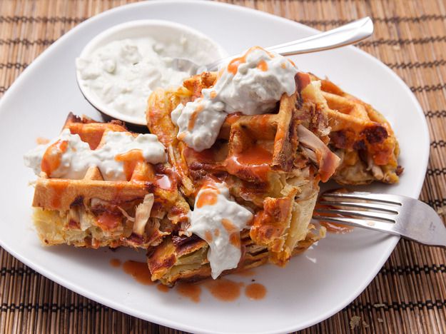 Buffalo Chicken Puff Pastry Waffles