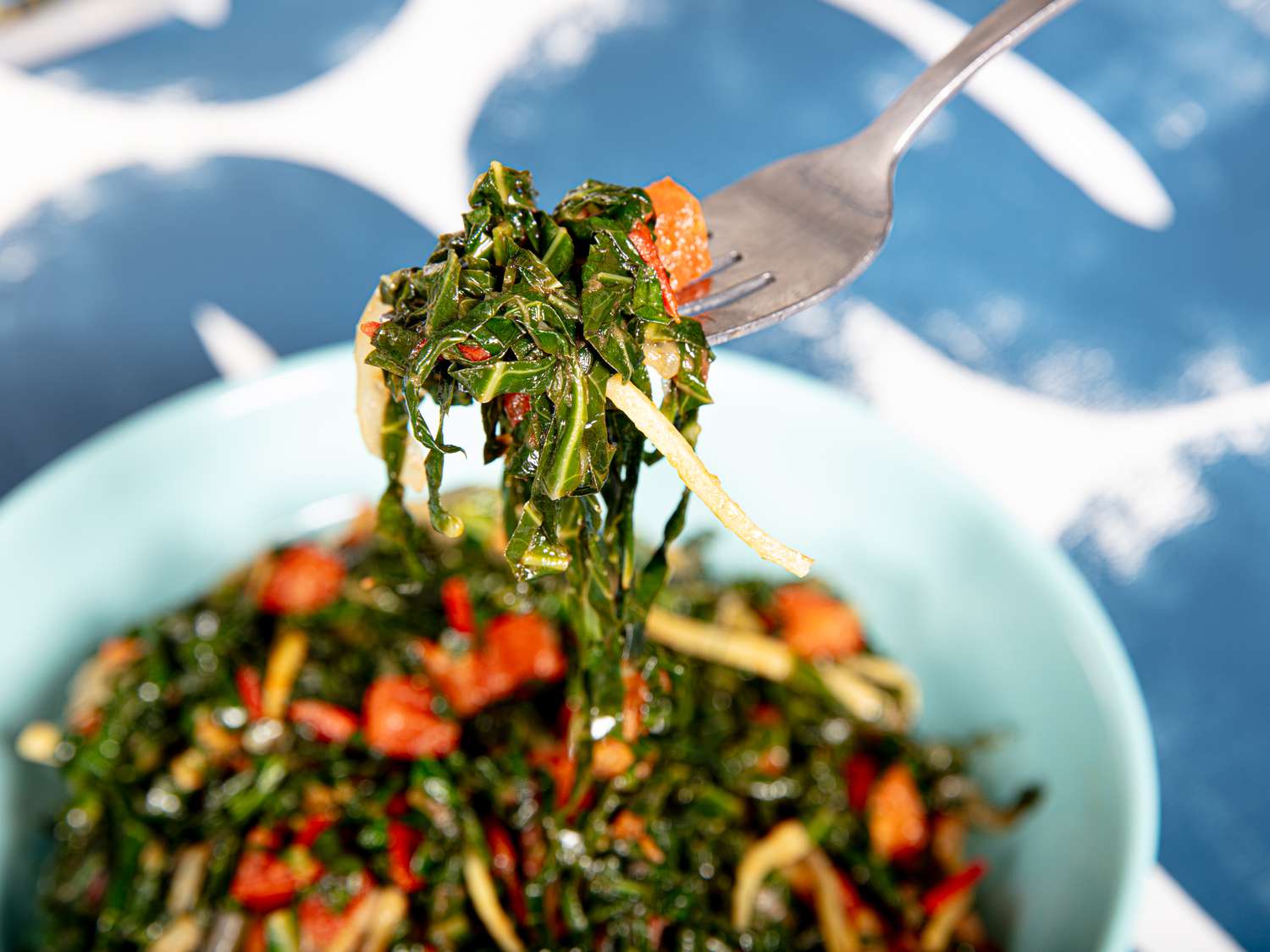 View of lifting a bit of greens