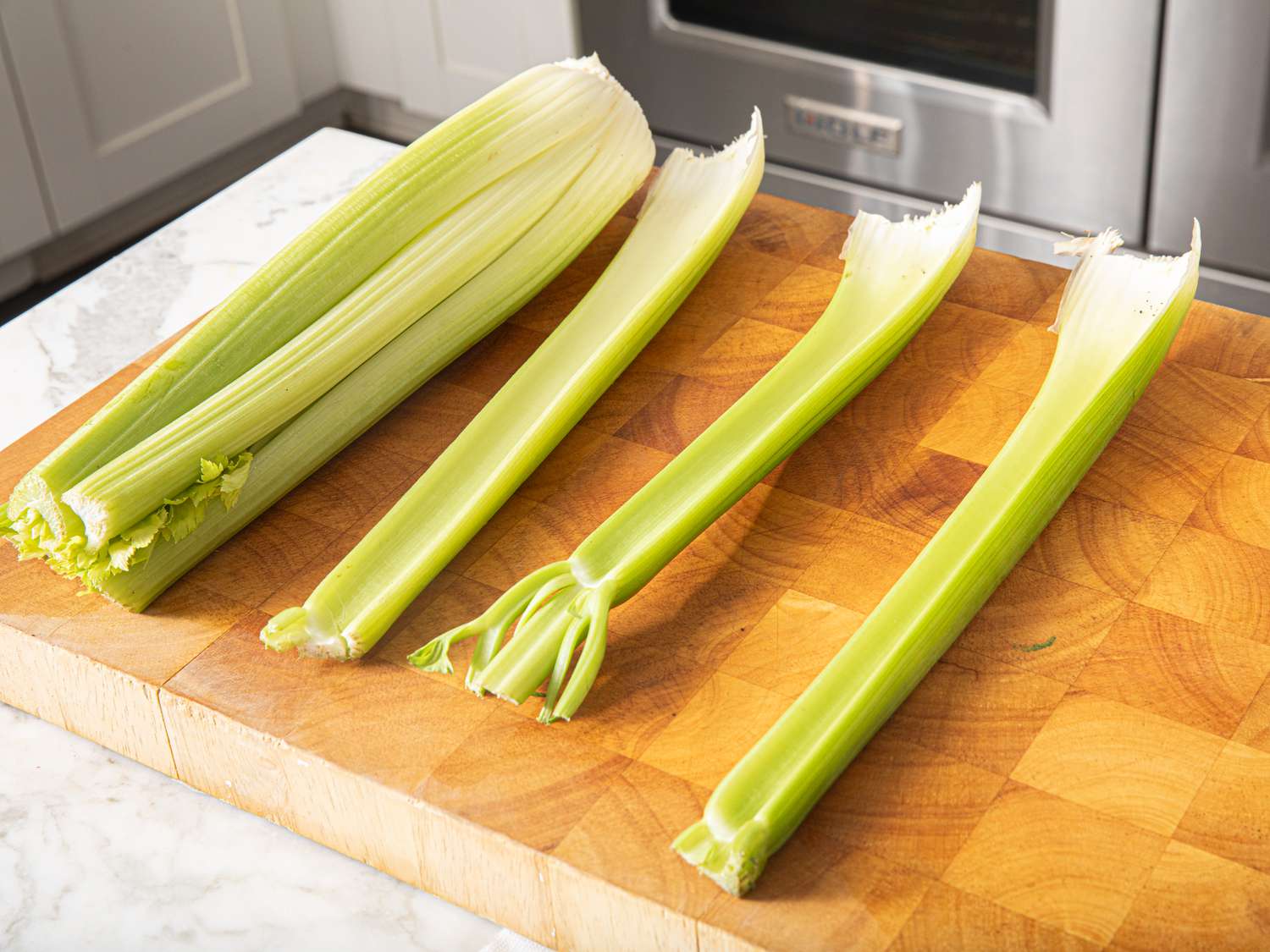Celery seperated into stalks