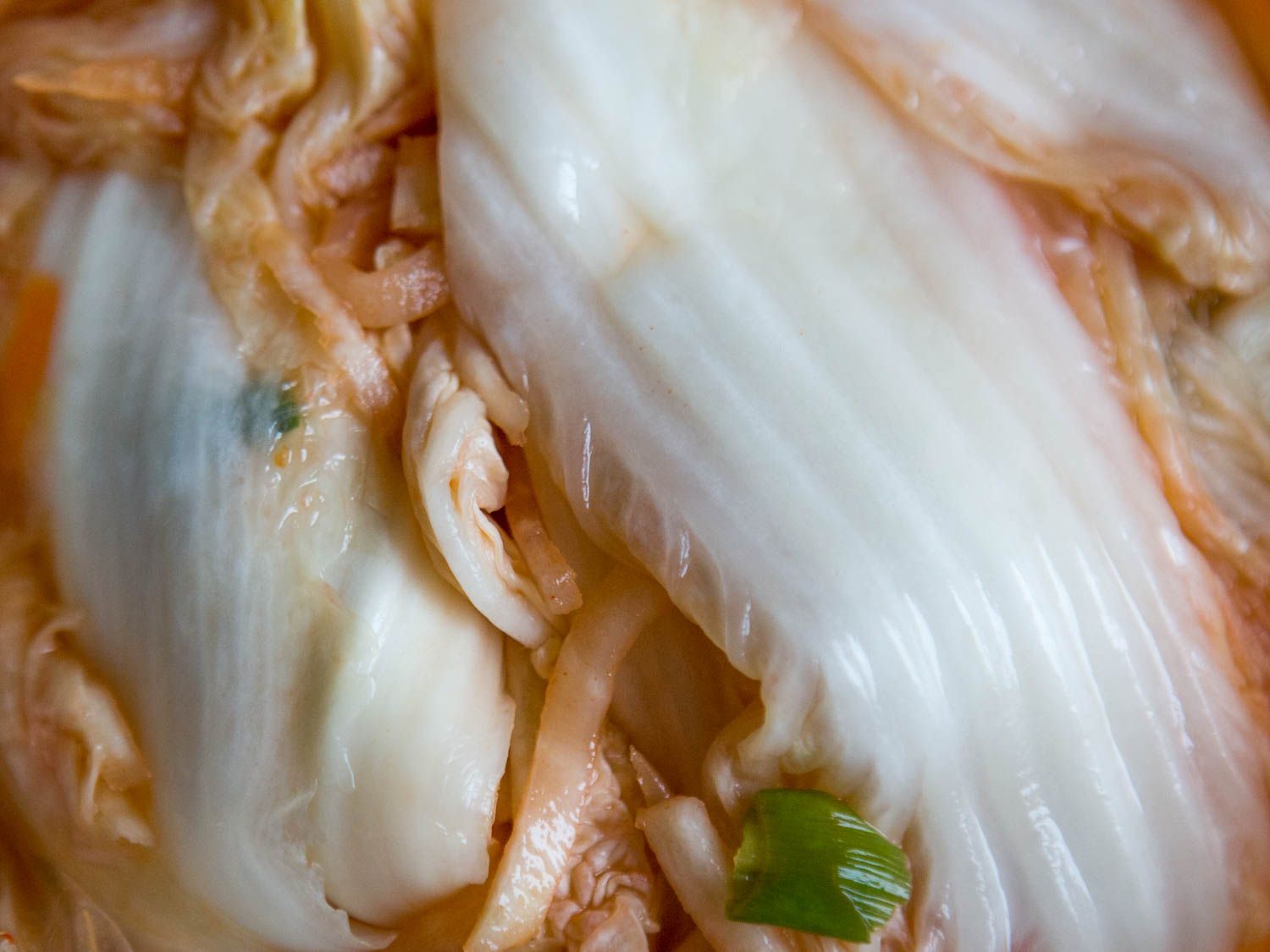 Closeup of white kimchi