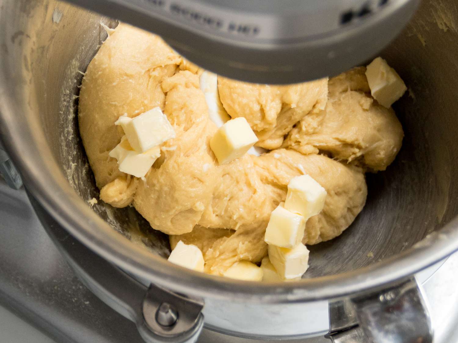 Butter Added to dough in stand mixer 