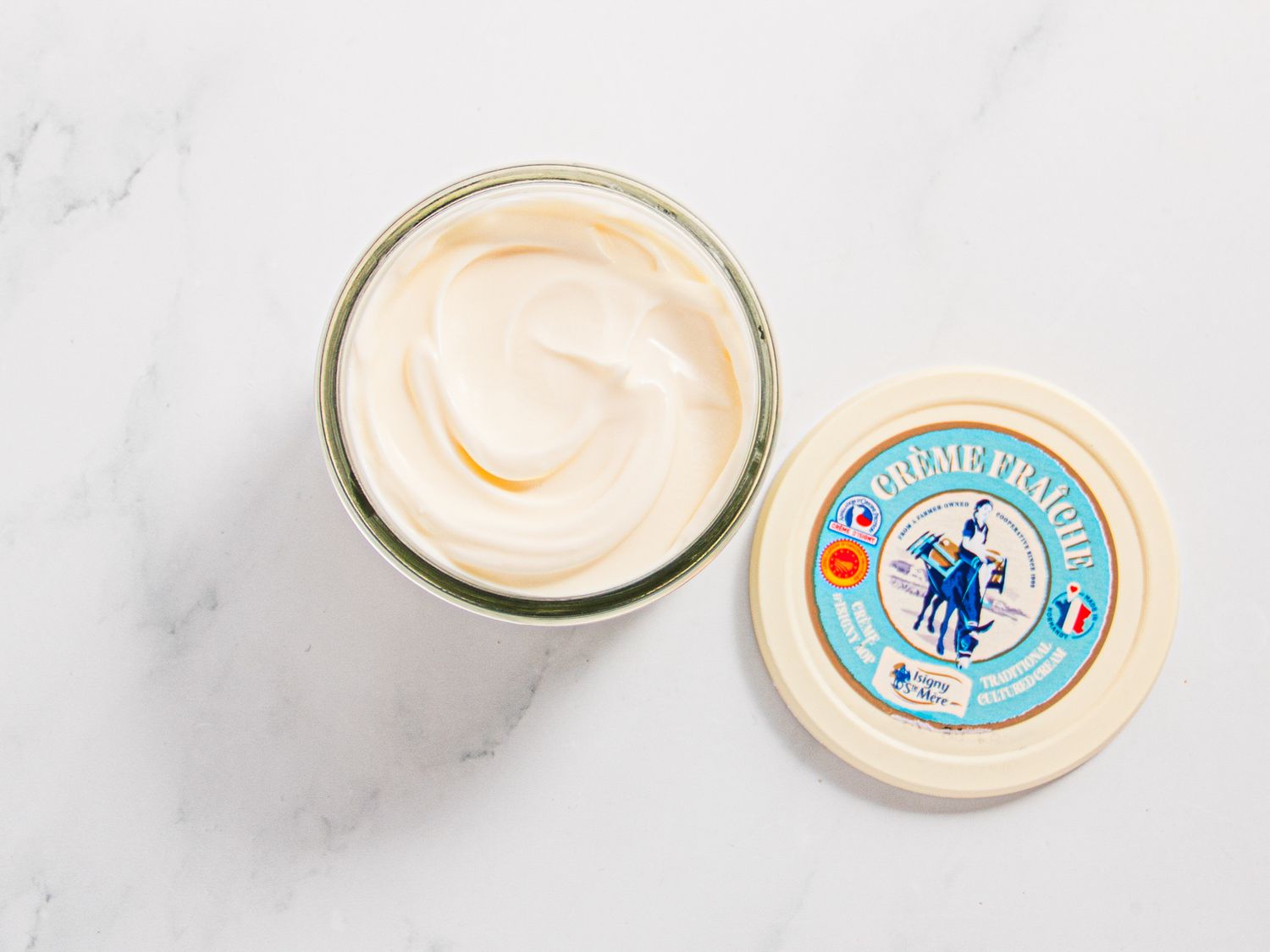 Overhead view of creme fraiche