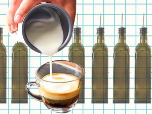 Collage of olive oil and coffe