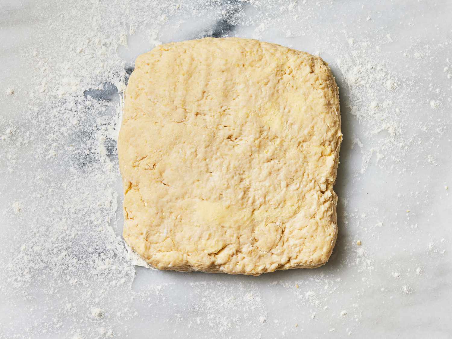 Overhead view of dough ready to be chilled