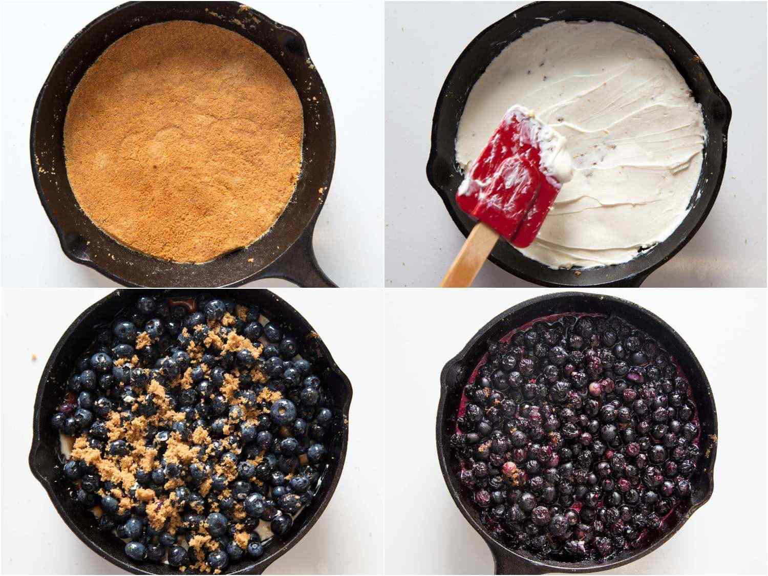 assembly process for broiled blueberries with a graham cracker crust