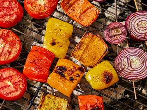 Vegetables on a grill.
