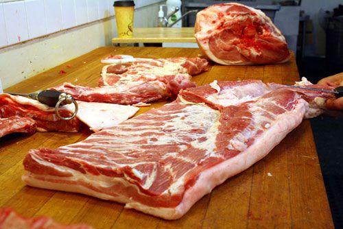butchered pork belly