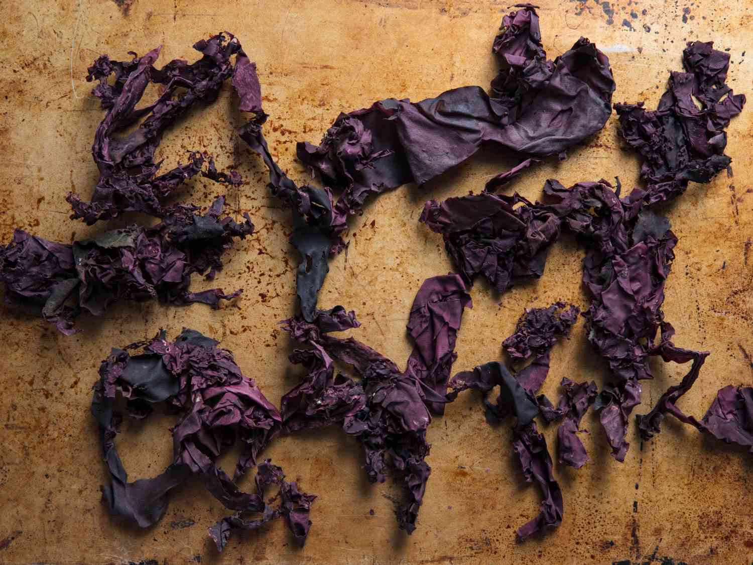 Several pieces of purple whole-leaf dulse.