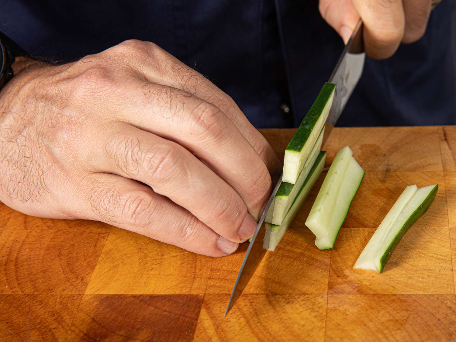 Cutting batons out of cucumbers