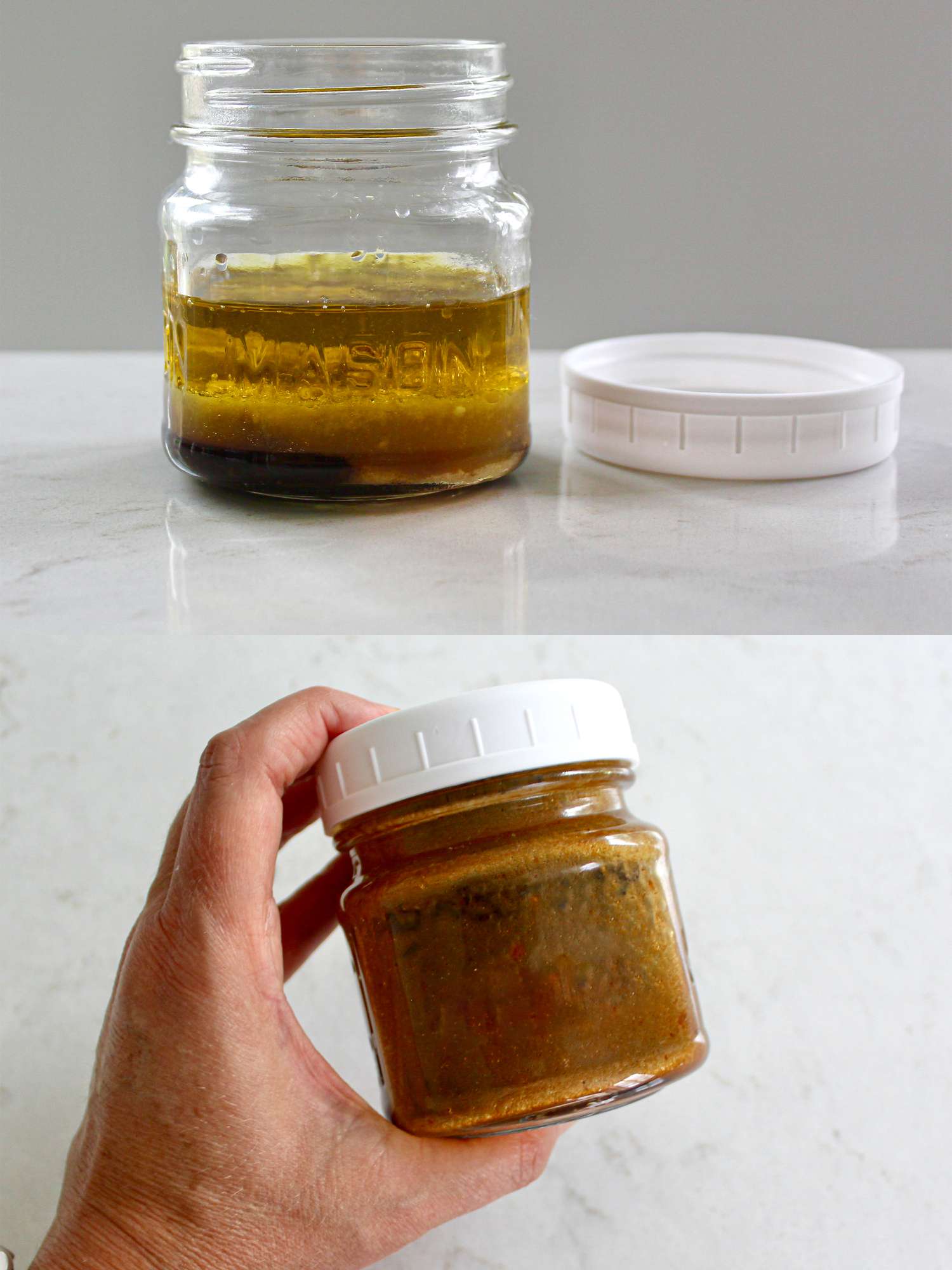 Two image collage of combining dressing together