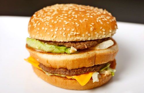 Closeup of a store-bought Big Mac.