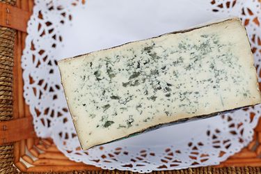 a slab of gorgonzola cheese