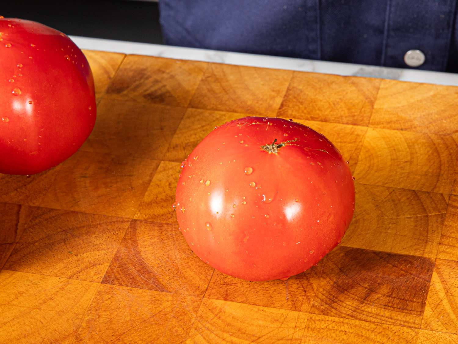 Overhead view of a tomato 