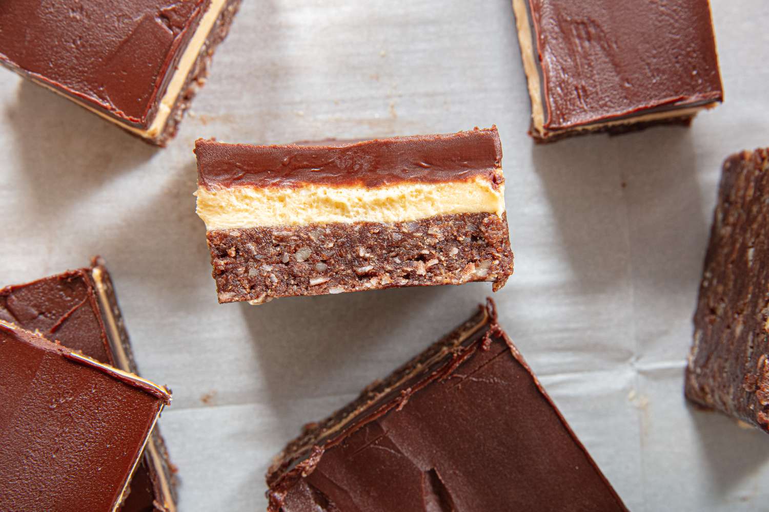 Overhead view of nanaimo bars