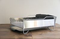 KitchenAid Full-Size Dish Rack displayed on a wooden counter
