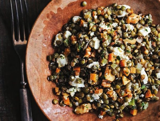 French Lentil Salad with Goat Cheese and Walnuts