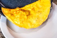 An omelette cooked in the OXO Non-Stick Pro 10-Inch Frypan.