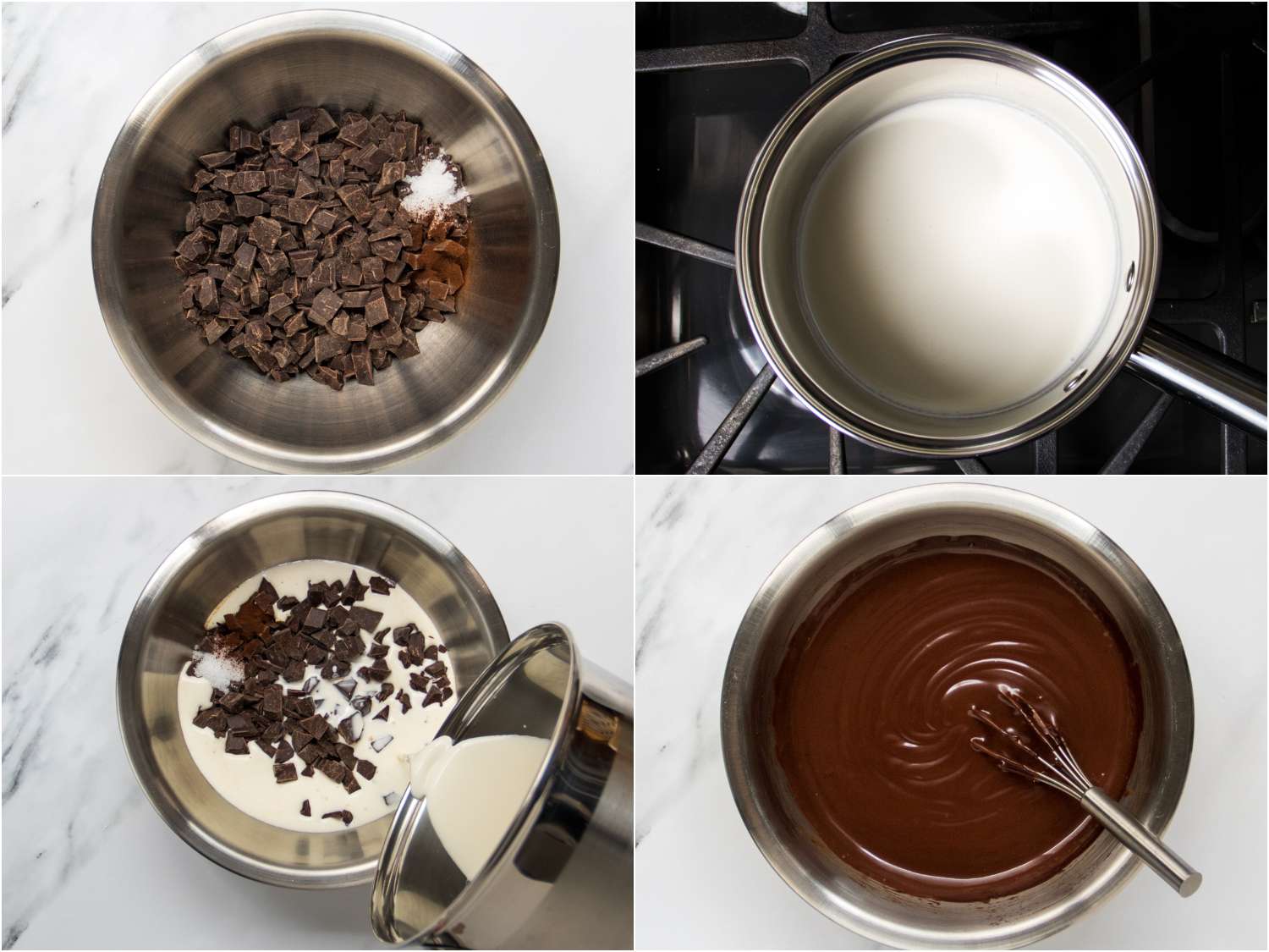 collage of making chocolate sauce
