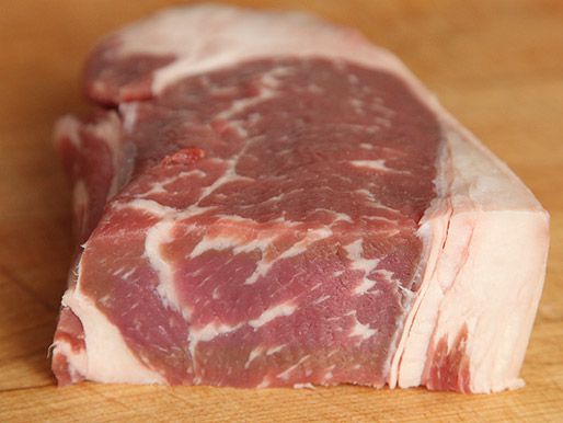 Cross-section of a fresh steak.